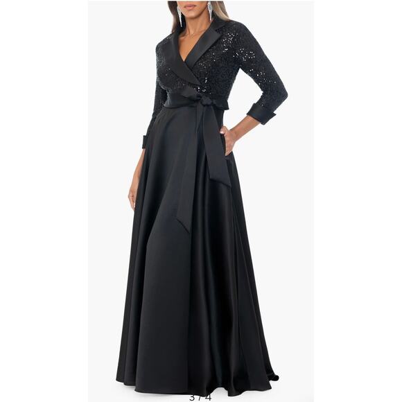 Xscape Evenings Sequin Long Sleeve Tux Ballgown (new) Sz 10 $298.00 retail - Picture 2 of 7